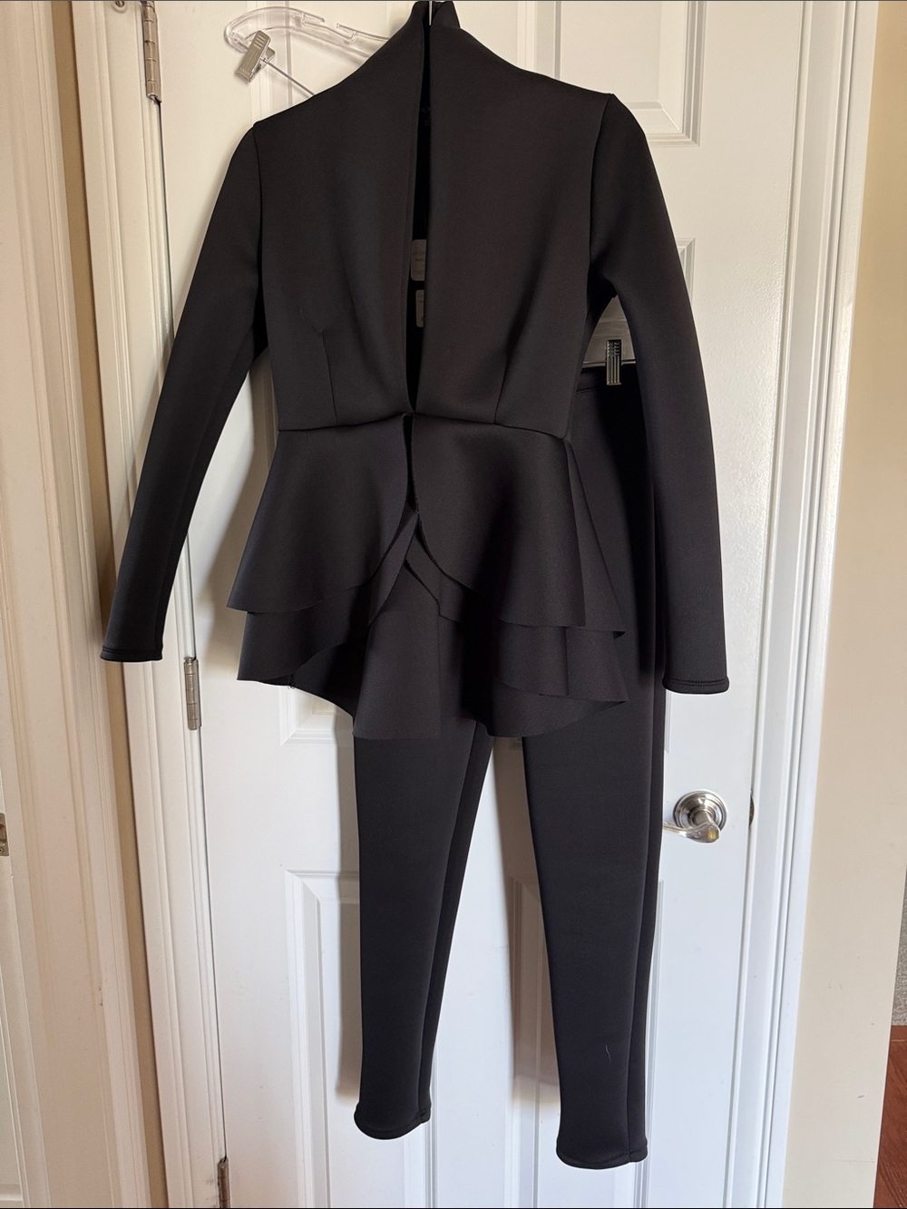 Fashion Nova Black Peplum Pantsuit with Layered Ruffle Waist